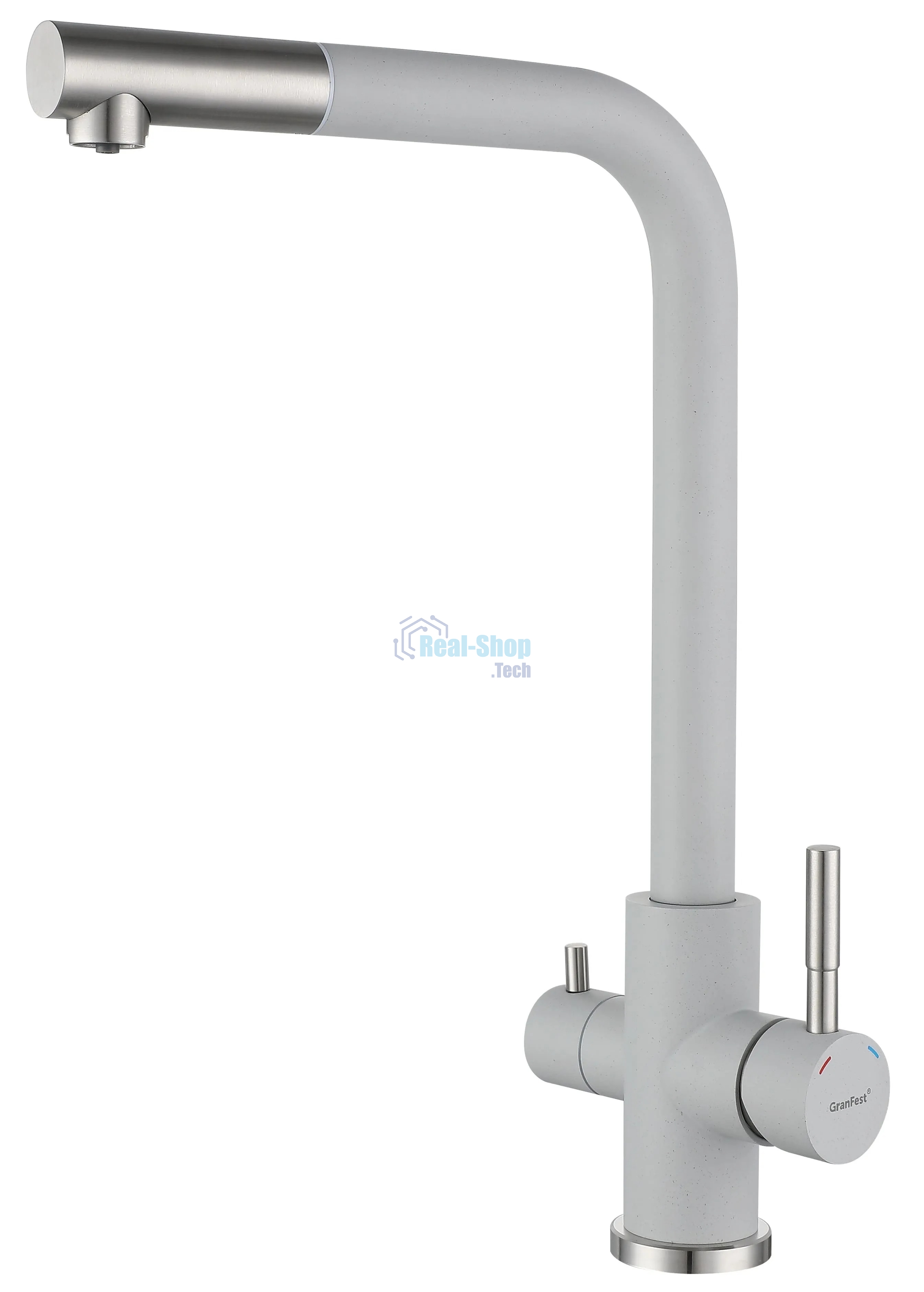 Кухонный смеситель GranFest Quarz GF-Z-5421, Г-образный, кран под фильтрованную воду, серый
