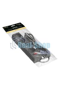 Удлинитель ExeGate EC-4-3B (EX279397RUS), черный, 3 м, евровилка с заземлением, 4 евророзетки с заземлением, 2200 Вт