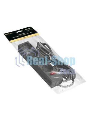 Удлинитель ExeGate EC-4-3B (EX279397RUS), черный, 3 м, евровилка с заземлением, 4 евророзетки с заземлением, 2200 Вт