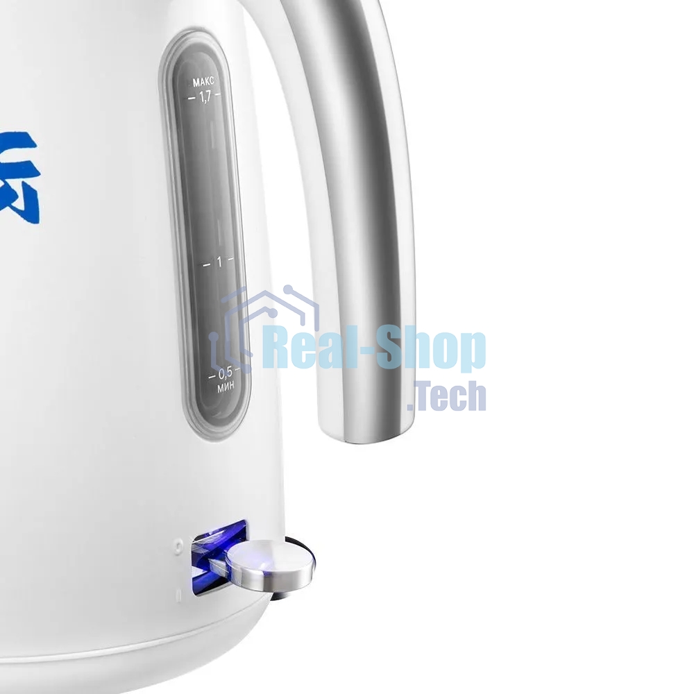 Чайник электрический Kitfort КТ-6772 1.7 л, 2200 Вт, белый/синий корпус: металл/пластик