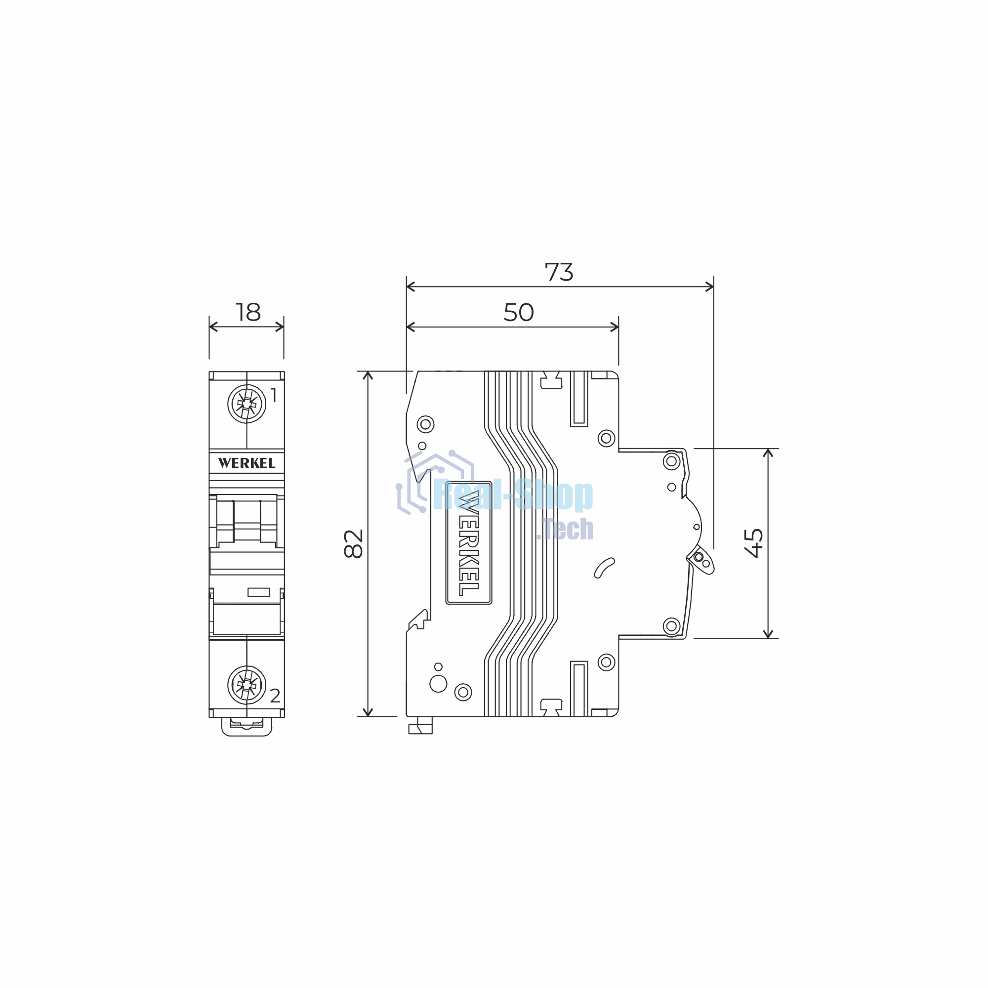 Автоматический выключатель Werkel 1P 10 A C 4,5 kА W901P104