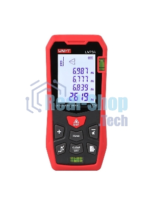 Лазерный дальномер UNI-T LM70A Диапазон расстояний (70 м); Тип дисплея (ЖК); Единицы измерения (м/фут/дюйм); Основа измерения (спереди/сзади);