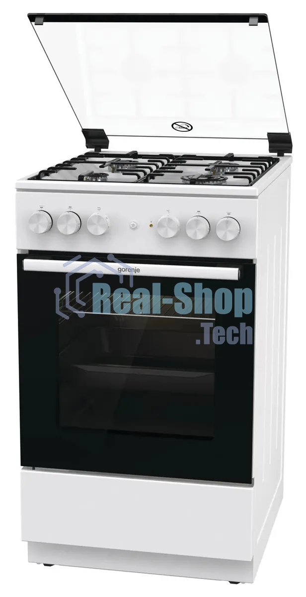 Плита комбинированная Gorenje GK5A21WH белый, конфорок 4 газовых, духовка 68 л, 50 см x 85 см x 59.4 см