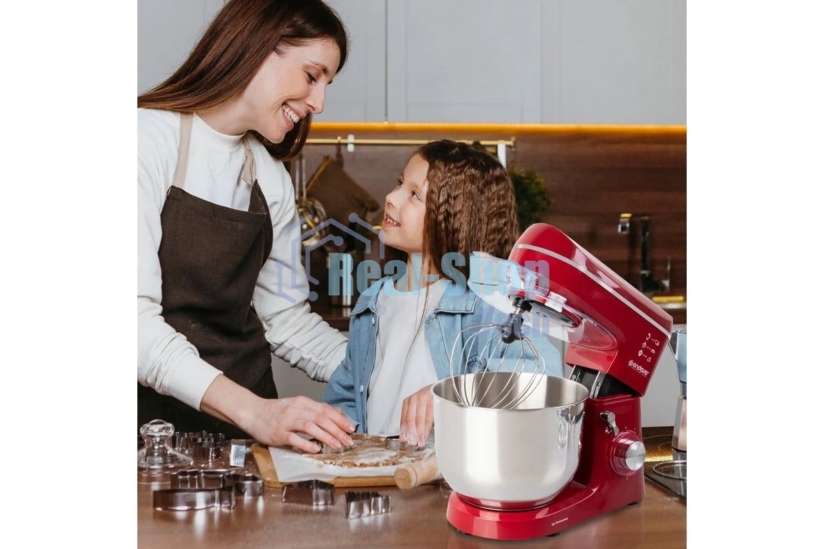 Миксер планетарный Endever Sigma-121, красный, 1800Вт, объем чаши 6 л, планетарная система смешивания, 2 шт/уп.