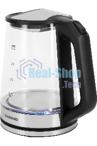 Чайник электрический Starwind SKG2112 2 л, 1800 Вт, черный/прозрачный корпус: стекло