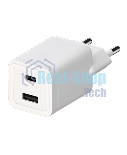 Сетевое зарядное устройство Maxvi A354PD Type-C 20W PD3.0 + USB 2.4A, белый