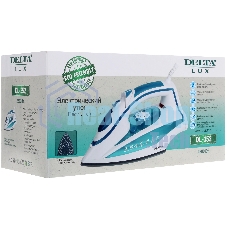 Утюг Delta LUX DL-352 бирюзовый (бирюзовый 2200 Вт, подошва с керамическим покрытием, сухое глажение, разбрызгивание воды, отпаривание, антинакипь, антикапля, паровой удар, самоочистка, вертикальное отпаривание, свет. индикатор,терморегулятор, мерный стак