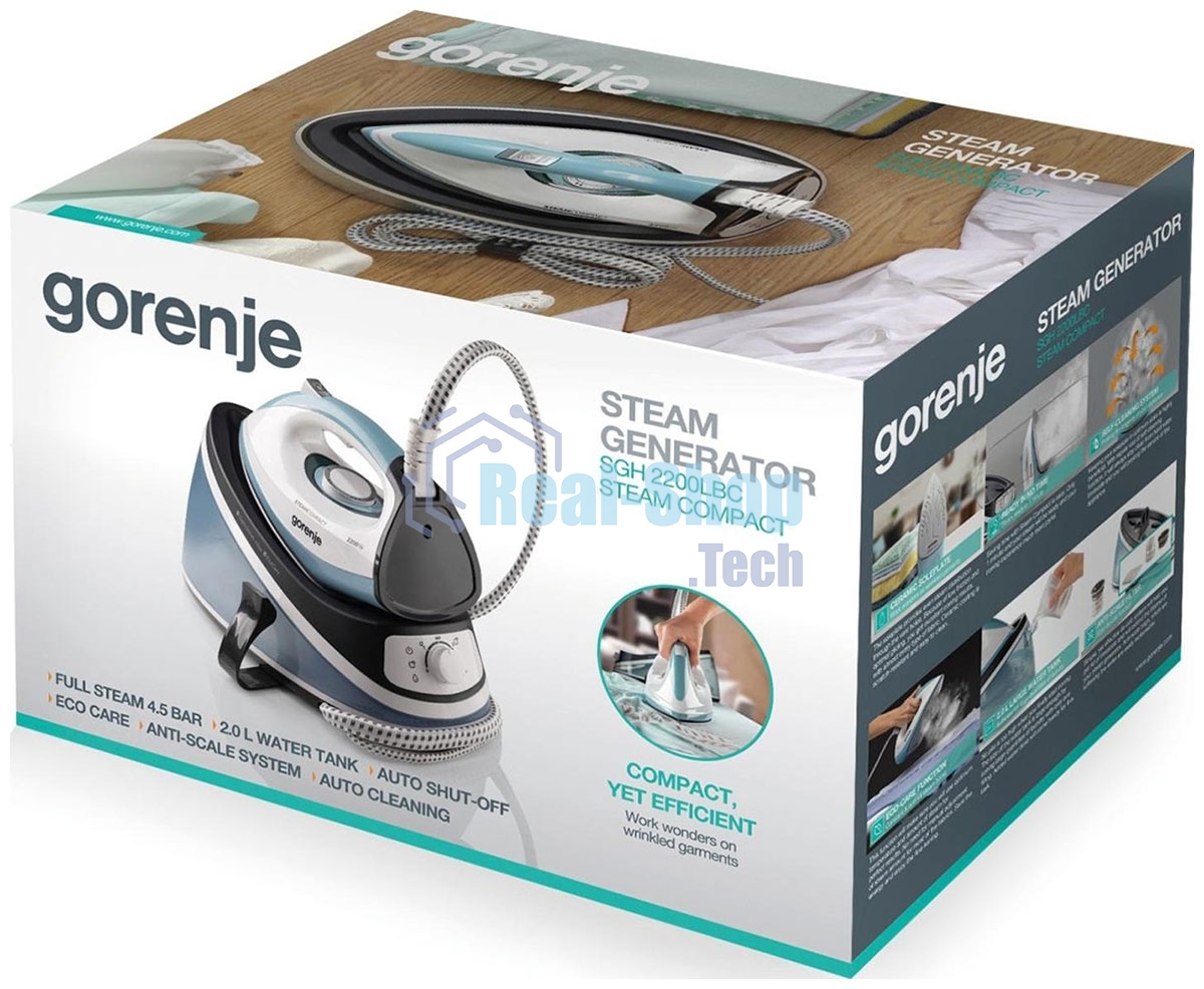 Парогенератор Gorenje SGH2200LBC белый/голубой, 2200 Вт, 50 г/мин, 100 г/мин, 2000 мл