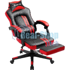 Кресло Defender DIABLO BLACK/RED черный/красный, экокожа, подставка для ног