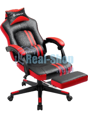 Кресло Defender DIABLO BLACK/RED черный/красный, экокожа, подставка для ног