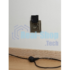 Розетка 1-местная BRITE IEK РСбш10-3-БрШ (BR-R16-16-K37) с заземлением, с защитными шторками и крышкой, 16А, IP20, шампань