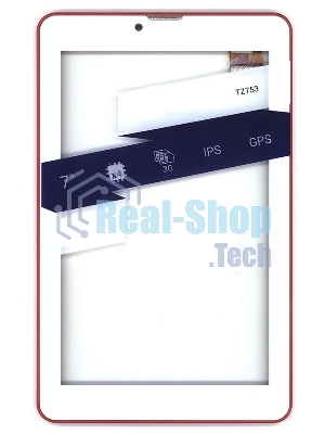 Сенсорное стекло (тачскрин) для Irbis TZ753, белое с красной рамкой