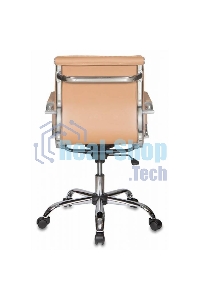 Кресло руководителя Бюрократ CH-993-Low/Camel светло-коричневый, низкая спинка, искусственная кожа, крестовина хромированная