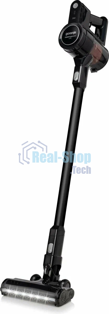 Пылесос вертикальный Gorenje SVC216FMLBKII черный, питание от аккумулятора, 121 Вт, уборка сухая, пылесборник 0.5 л, работа от АКБ max - 45 мин