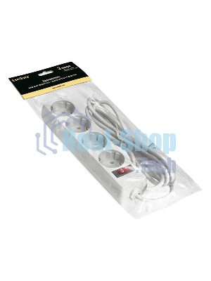 Удлинитель ExeGate EC-4-3W (EX279400RUS), белый, 3 м, евровилка с заземлением, 4 евророзетки с заземлением, 2200 Вт