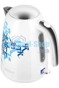 Чайник электрический Kitfort КТ-6772 1.7 л, 2200 Вт, белый/синий корпус: металл/пластик