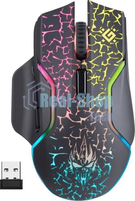 Мышь беспроводная Defender Oneshot GM-067 черный, 3200 dpi, радиоканал, USB, кнопки - 7