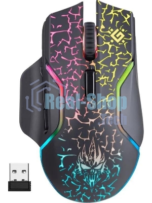 Мышь беспроводная Defender Oneshot GM-067 черный, 3200 dpi, радиоканал, USB, кнопки - 7