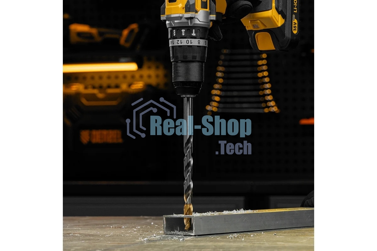 Сверло спиральное по металлу Denzel 12 x 205 мм, Р6М5, Golden Tip, удлиненное