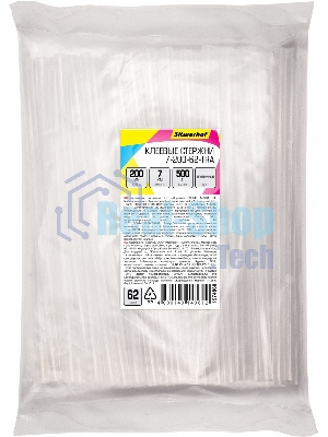 Клеевые стержни Silwerhof 7-200-62-TRA дл.200мм D7мм прозрачный упак:62шт