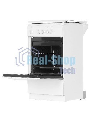Плита газовая DeLuxe 5040.37 г (крышка) белый, конфорок 4 шт, духовка 43 л, 50 см x 85 см x 50 см