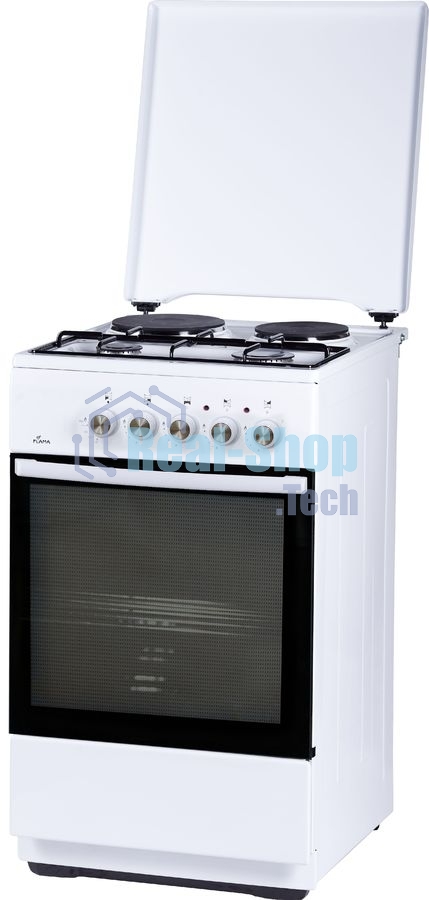 Плита Комбинированная Flama L FK 2212 W белый (металлическая крышка) реш.сталь