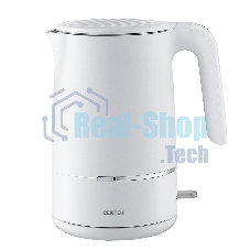 Чайник электрический Centek CT-1012 (белый) 1.5л, 2200Вт, двойные стенки, бесшовная колба, эффект термоса