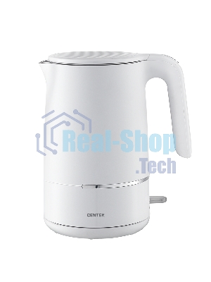 Чайник электрический Centek CT-1012 (белый) 1.5л, 2200 Вт, двойные стенки, бесшовная колба, эффект термоса