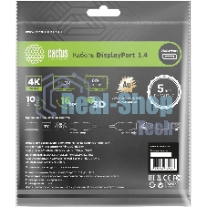 Кабель аудио-видео Cactus CS-DP-DP-1.4-5 DisplayPort (m)/DisplayPort (m) 5м. позолоч.конт. черный