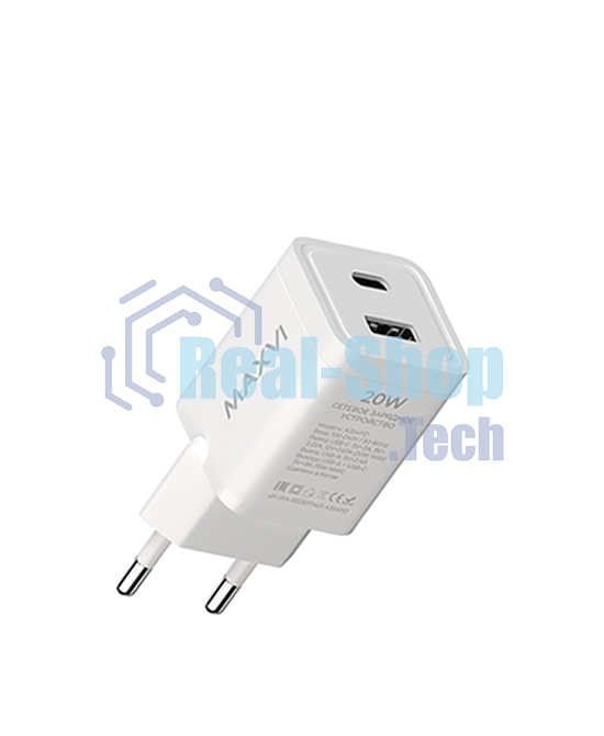 Сетевое зарядное устройство Maxvi A354PD Type-C 20W PD3.0 + USB 2.4A, белый