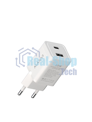 Сетевое зарядное устройство Maxvi A354PD Type-C 20W PD3.0 + USB 2.4A, белый