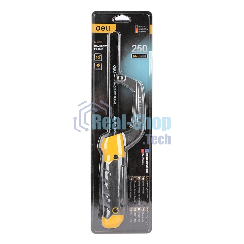 Ножовка-ручка по металлу Deli DL353112 300мм, полотно 250мм, алюминиевый корпус, прорезиненная рукоять