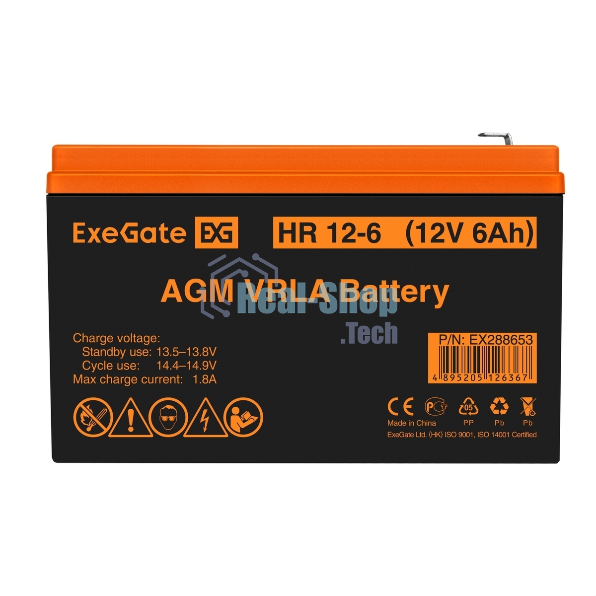 Аккумуляторная батарея ExeGate EX288653RUS HR 12-6 (12V 6Ah 1224W, клеммы F2+F1-)
