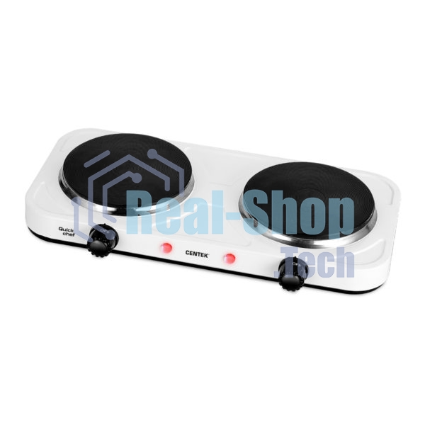 Плита настольная электрическая Centek CT-1507 белый, конфорок 2 электрических, 42 см x 5 см x 22 см