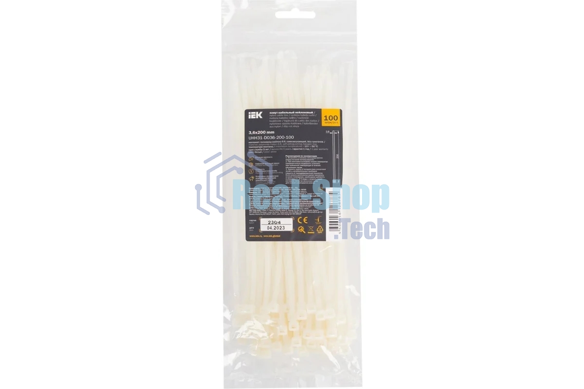 Хомут IEK UHH31-D036-200-100 3,6х200 мм нейлон (100 шт)