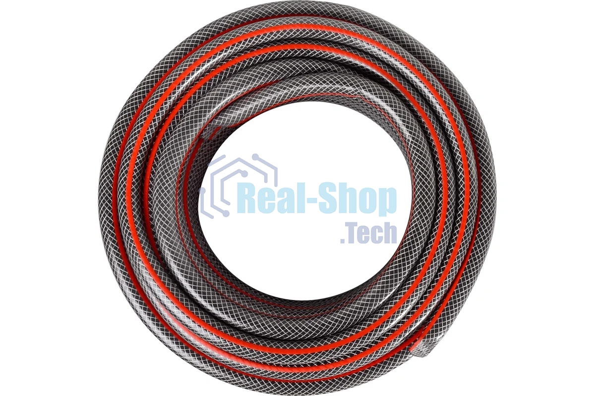 Шланг поливочный ПВХ усиленный премиум пищевой трехслойн. армир. 3/4 25м черный/красный Вихрь 73/7/2/7