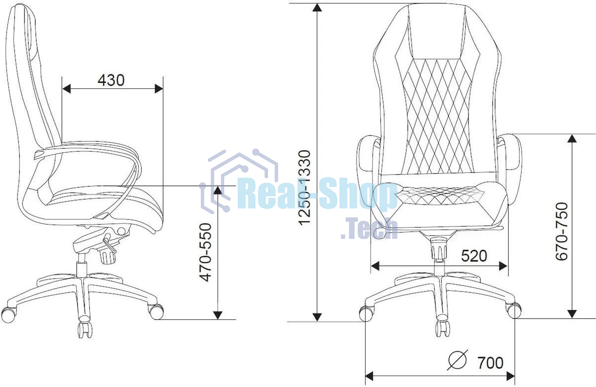 Кресло руководителя Бюрократ Aura/Black черный, кожа, крестовина полированный алюминий