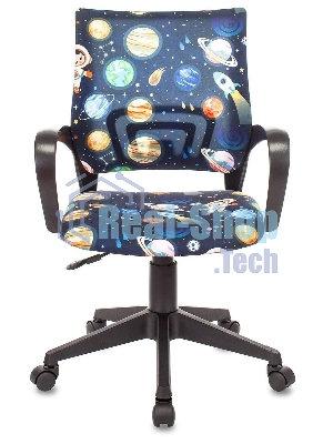 Кресло детское Бюрократ BUROKIDS 1 черный космонавт крестовина пластик