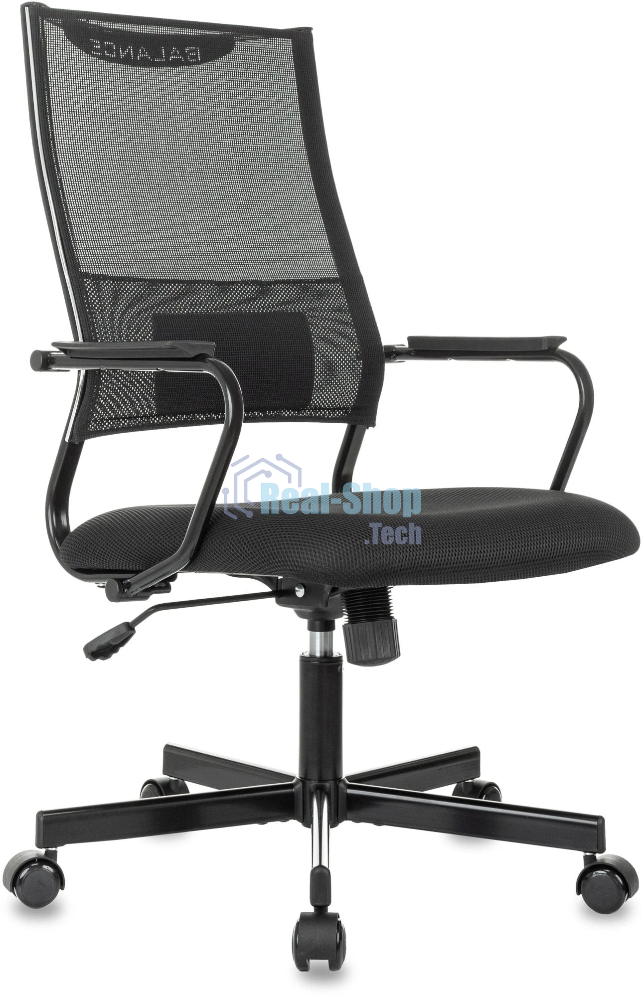 Кресло руководителя Бюрократ CH BALANCE черный, экокожа, крестов. металл черный