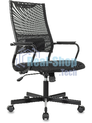 Кресло руководителя Бюрократ CH BALANCE черный, экокожа, крестов. металл черный