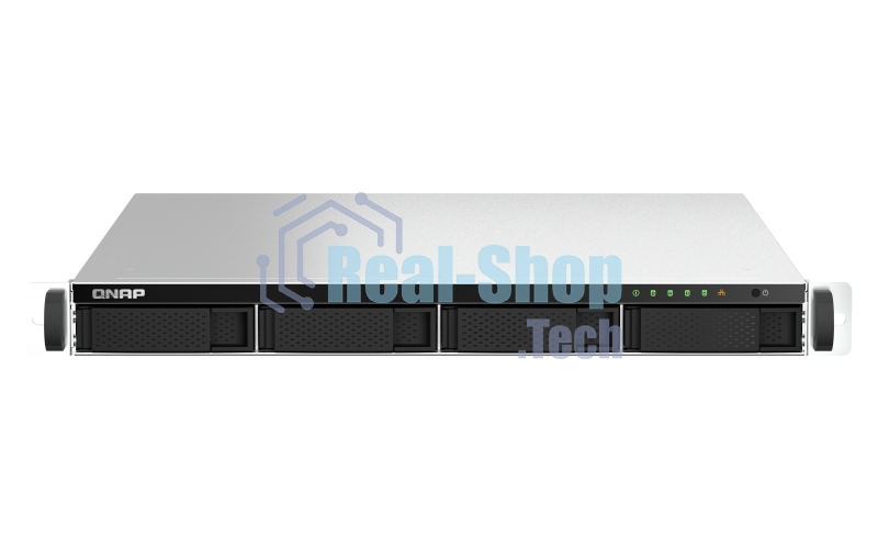 Сетевое хранилище SMB QNAP TS-464U-8G NAS 4 HDD trays, rackmount 1U, 1 PSU. 4-core Intel Celeron N5105/N5095 2.0-2.9 GHz, 8 Gb RAM MAX, 2x2.5GbE, 2xUSB 3.2 Gen 2 (10Gbps), 2xUSB 2.0, 1xHDMI, PCIe Gen 3 x2, W/o rail kit RAIL-B02