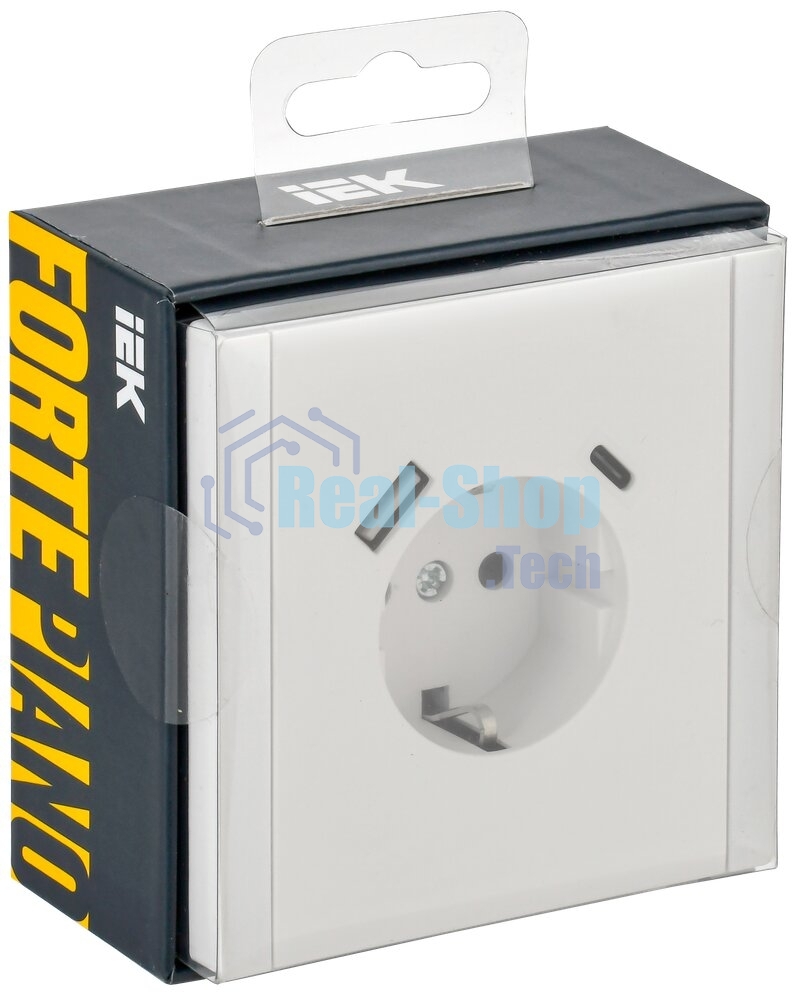 Розетка с/з со шт винтовое крепление 16А USB A+C 18Вт IEK FORTE&PIANO FP247 белый