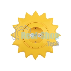 Розетка одноместная Kranz HAPPY Солнце скрытой установки с заземлением и защитными шторками, желтая