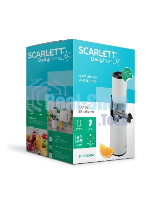 Соковыжималка Scarlett SC-JE50S59 белый, шнековая горизонтальная, 130 Вт, 600 мл, электронное, реверс