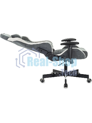 Кресло игровое Knight Regal Fabric серый/светло-серый иск.замша крестов. металл