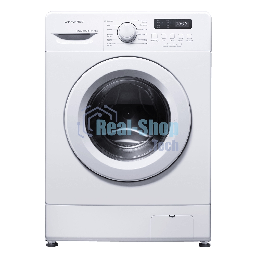 Стиральная машина Maunfeld MFWM106WH051D белая, загрузка фронтальная 6кг, 1000 об/мин., класс: A++