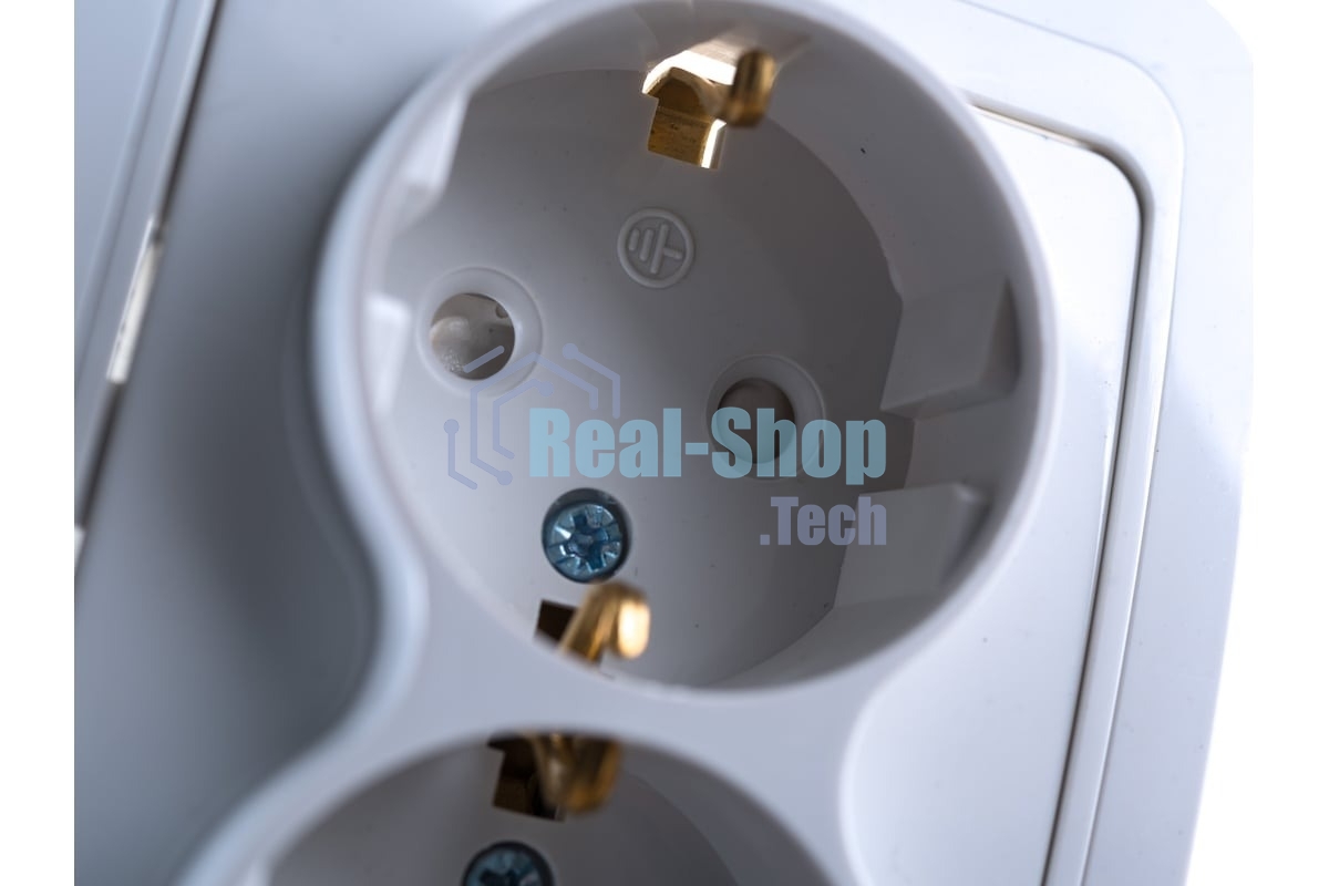 Розетка 2-м CLASSICO защ. шторки с заземл. 2128x белый ASD/IN HOME 4690612000985