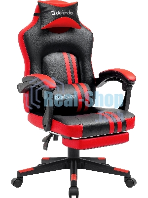 Кресло Defender DIABLO BLACK/RED черный/красный, экокожа, подставка для ног