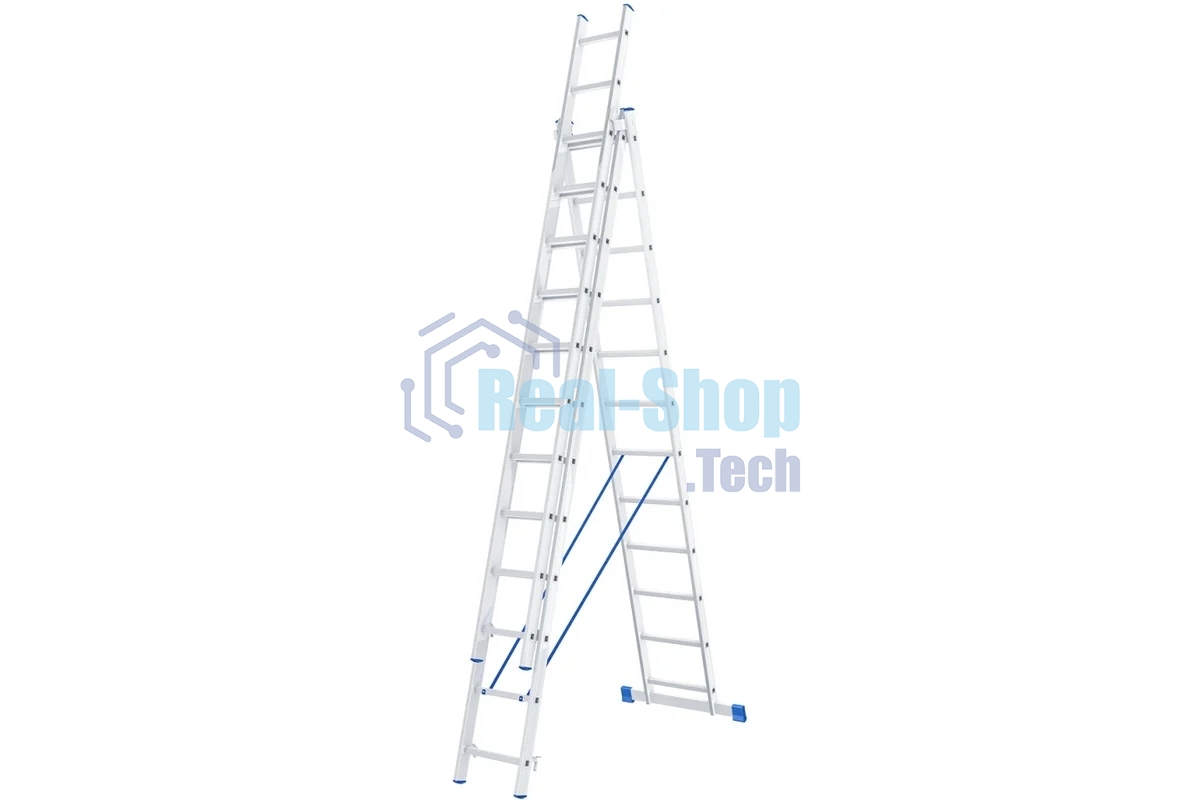 Лестница Сибртех, 3 х 12 ступеней, алюминиевая, трехсекционная