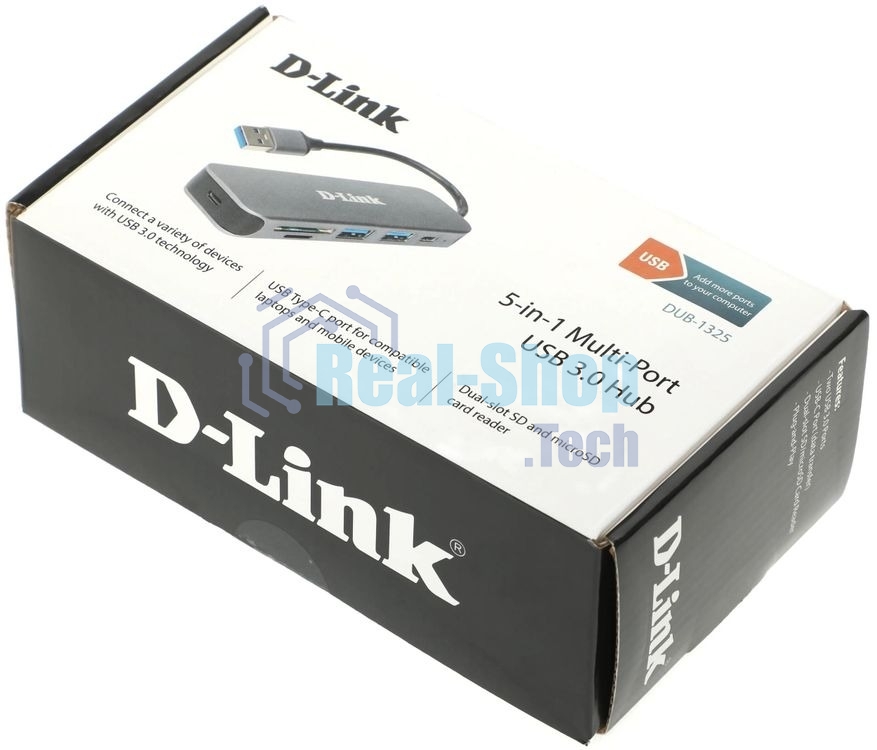 USB-концентратор D-Link DUB-1325/A2A, USB 3.0, USB 3.0, SD/microSD, USB